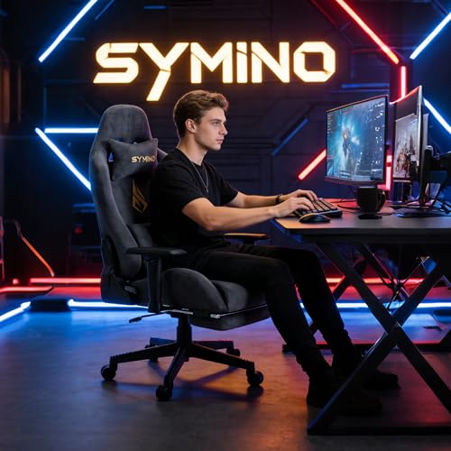 Image of Gaming Chair with Footrest, Up /Down Armrests, Suede Fabric Ergonomic Office Chair, 155 Recline Computer Chair for Desk, Darkblue