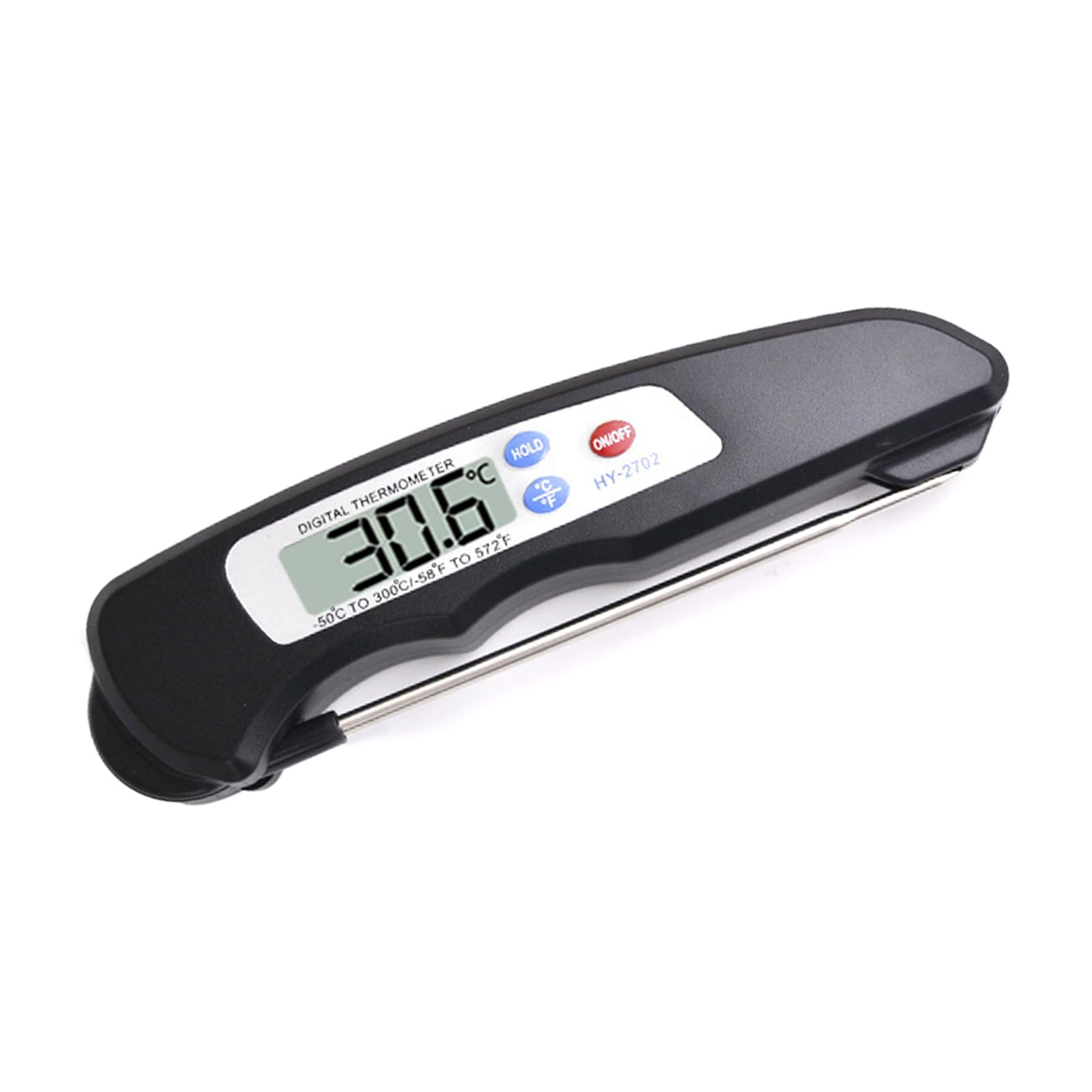 Apglsxy Black Oven Safe Digital Food Thermometers With Foldable Tip For Meat Baking Frying Liquid Temperature Measurement And Storage Digital Foldable Food Temperature Gauges