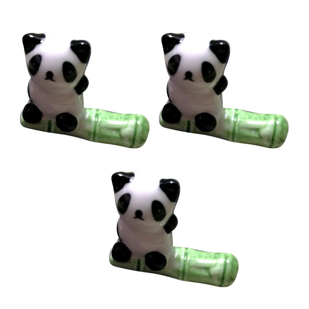 WDWDW Chopstick Rest Chopsticks Holders Restaurant 3pcs Panda Ceramic Tableware Accessary Spoon Knife Fork for Home Decor Gift
