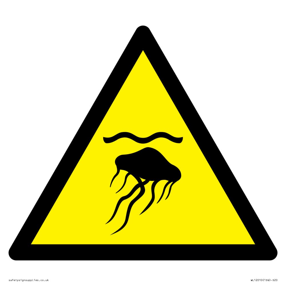 W069 Warning: Jellyfish Sign - 200x200mm - S20