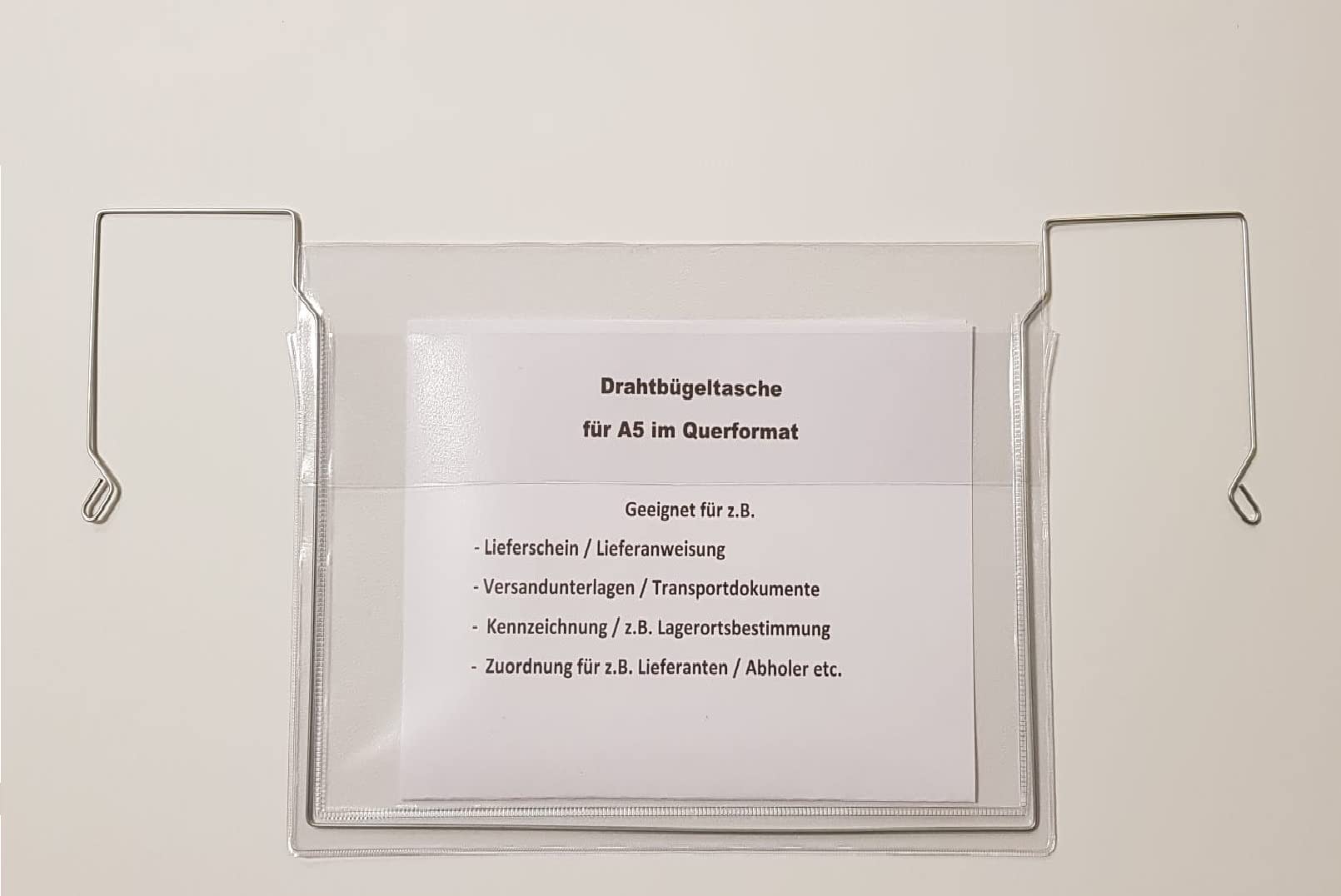 50x A5 Drahtbügeltasche mit Klappe für Gitterbox & Regal
