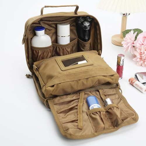 SMONT Bolsa de higiene tática para homens, kit de suspensão de 24 cm, bolsa de higiene de barbear pa