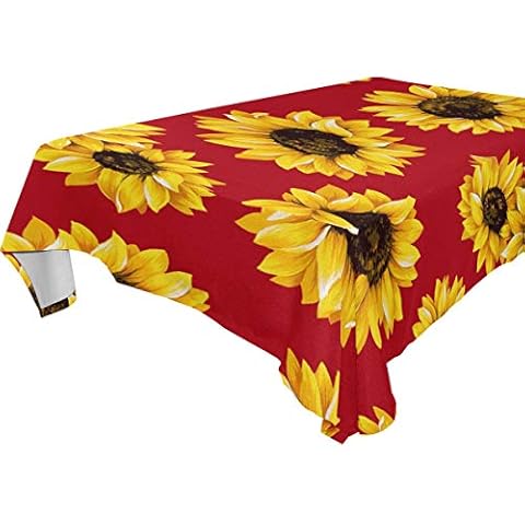 WELLDAY Sunflower Decor Tablecloth, Dried Sunflowers Illustration Wildflowers Branch Herbarium Artistic Design Fine Art, Dining Room Kitchen Rectangular Table Cover - 54 X 54 Inches Cover