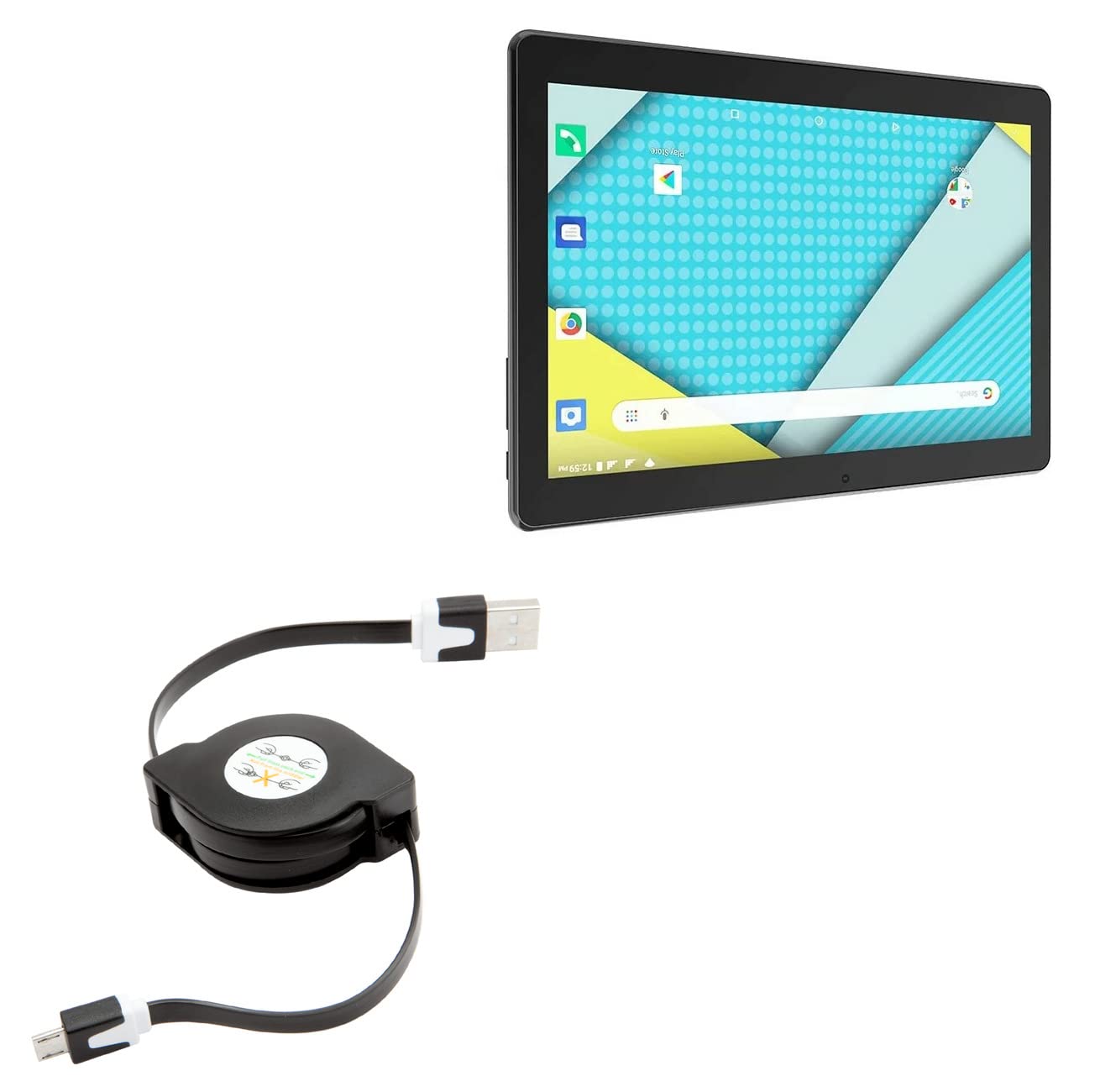 BoxWave Cable Compatible with Plum Optimax 13 (Cable by BoxWave) - miniSync, Retractable, Portable Sync Cable for Plum Optimax 13