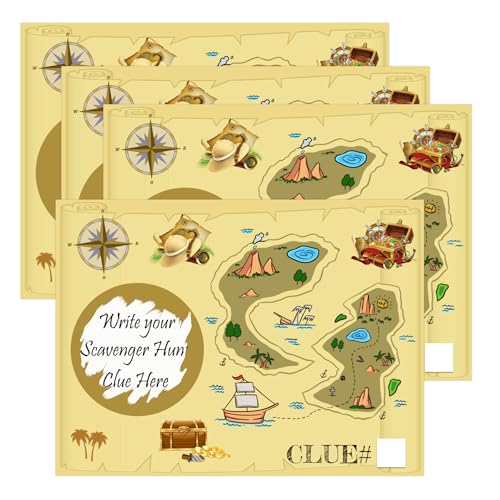 SMARSTICKER Lot de 20 cartes à gratter à faire soi-même - Carte au trésor - Notes à gratter - Pour fête d'anniversaire de pirate - Avec autocollant pour...