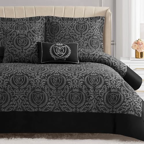 Juicy Couture Dovona Bedding Set 4-Piece Twin/Twin XL Comforter Set, Black