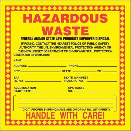 Étiquettes pour déchets dangereux autocollantes 15x15 cm Accuform