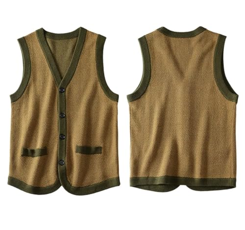 Fulbant Mens Sweater Vest Solid Knitted Lightweight Thermal Cardigan V-Necktall Sleeveless Vest3