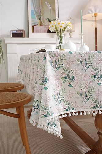 Nappe coton vert jacquard fleurs 120x160 anti tache decoration