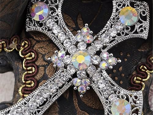 Image of Cameo Brooch Vintage Silver Tone Lady Portrait Brooch Pins for Women Victorian Jewelry Crystal Rhinestone Brooches for Hat Scarf Collar Lapel Handbags Shawls for Christmas