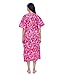 MENMAII Women's Full Open| Front Buttoned Multipurpose Kaftans for Pregnancy/Elderly/Patient/Feeding Purposes|Calf Length[Dark Pink Kantha Prints]