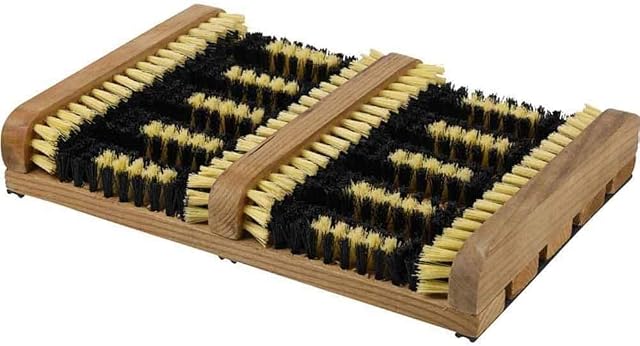 OrionMart Boot Scraper Shoe Brush Wooden Outdoor Mat | Heavy Duty Mud Snow Scrubber - Trainer Cleaner for Doorstep