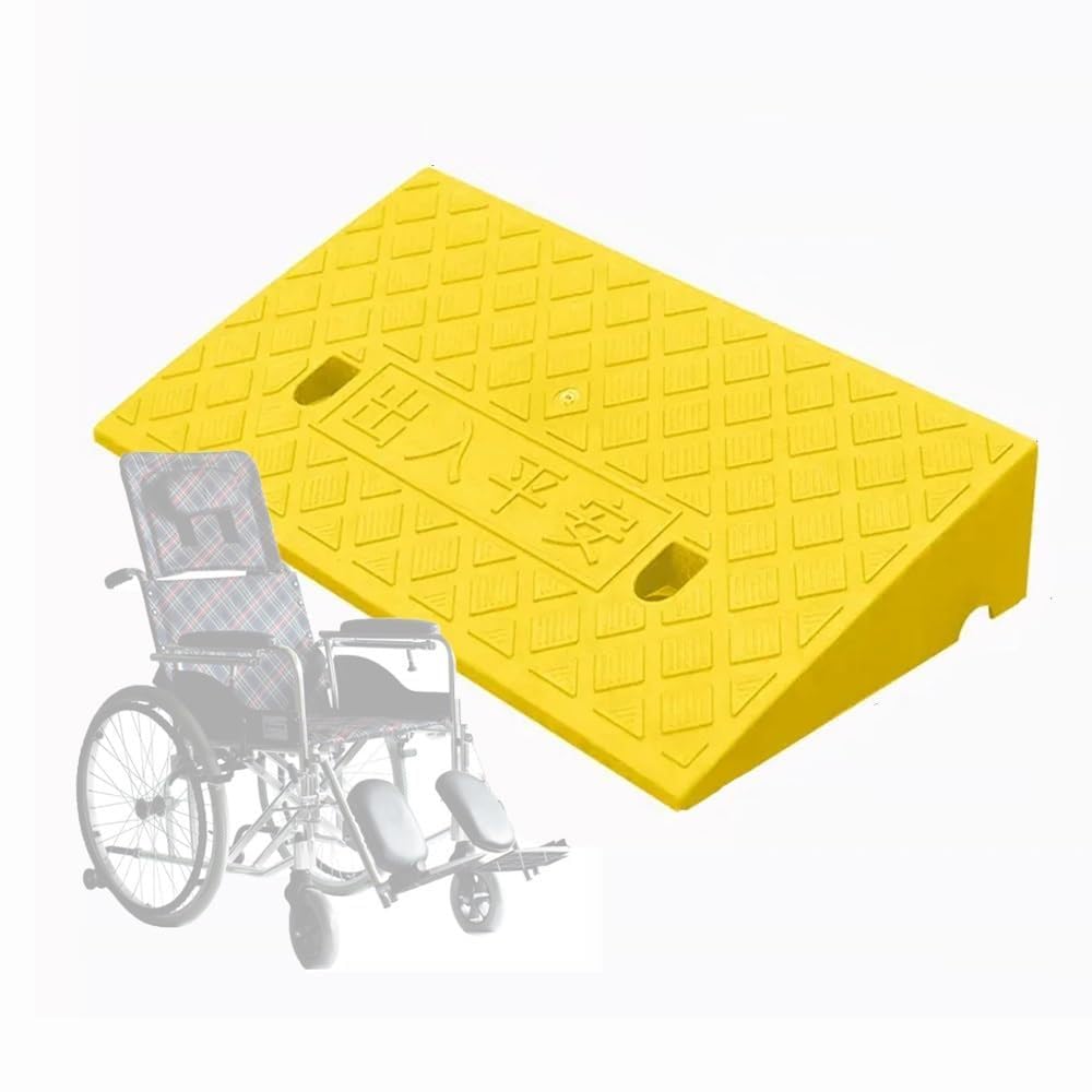 Genérico Rampa de umbral Reforzada para sillas de Ruedas y Scooters de Movilidad, rampa Antideslizante para bordillos, 50x27x8cm, Ideal para andadores, carritos y entradas de vehículos - Amarillo