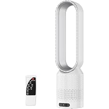 Rotorless Fan with Remote Control 2-in-1 Tower Fan Very Quiet & Air Purifier with HEPA 8 Speeds 90  Oscillation Timer Air Cooler Mobile Air Conditioner for Bedroom Office White