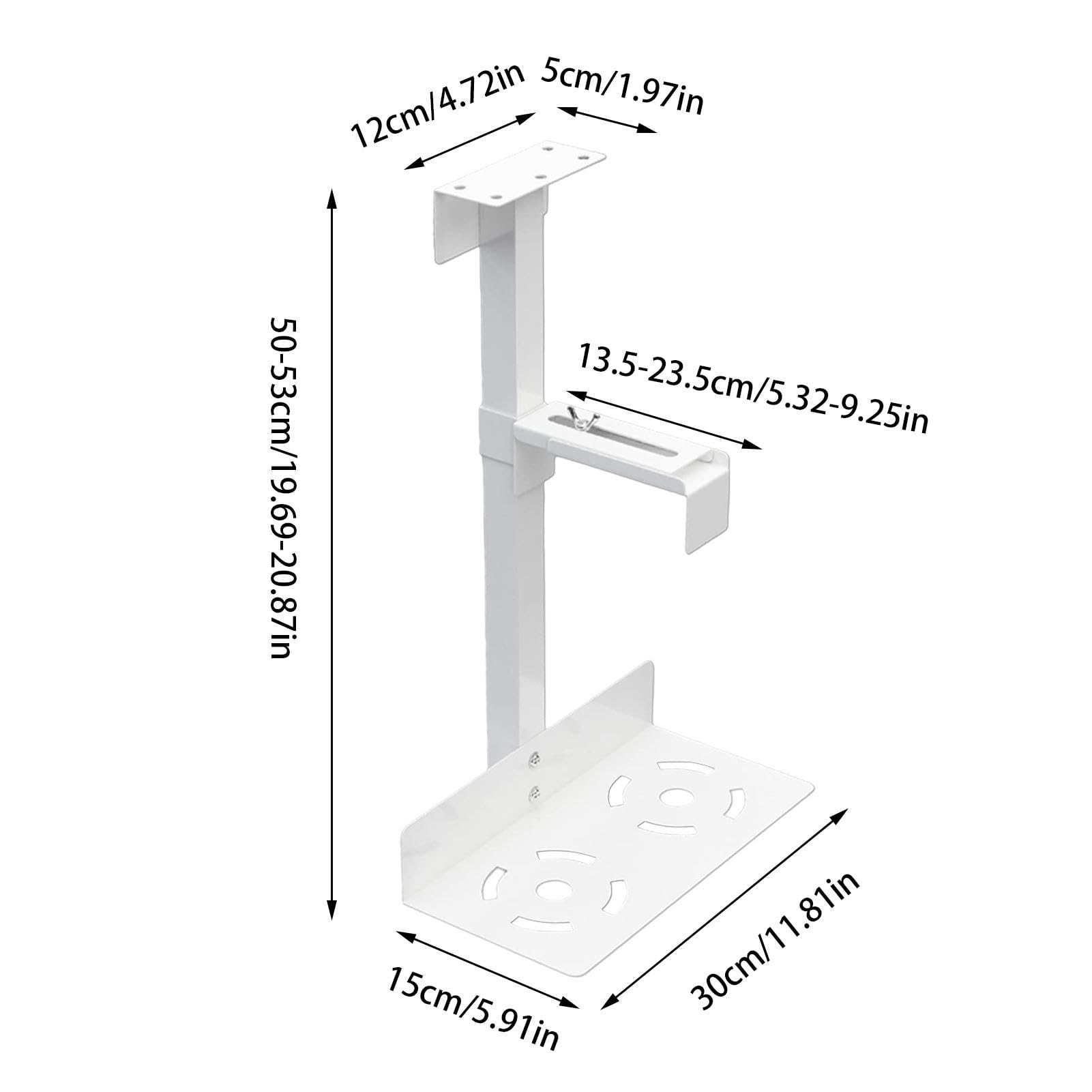 Soporte Ajustable para PC para Debajo del Escritorio, Soporte de Pared y Debajo del mostrador, Altura y Ancho Ajustables, soporta hasta 66 Libras