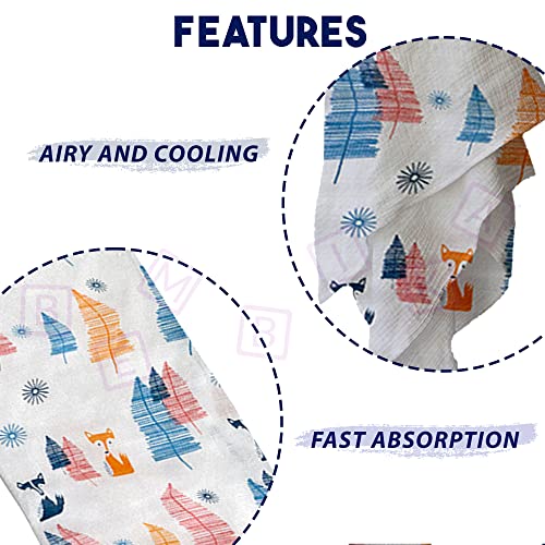 Image of BEMBIKA Bamboo Muslin Swaddle Wrap Baby 120X110 Cm Stroller Blanket Receiving Blanket for Newborn (Pine Tree Pattern)