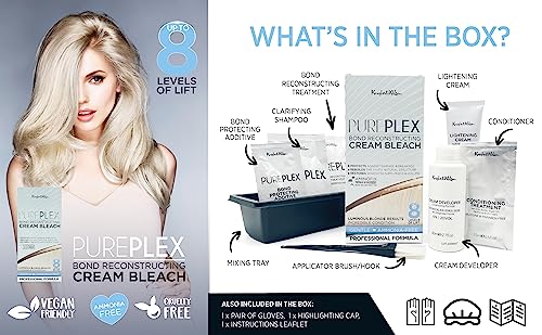 Knight & Wilson PLX-CB-80 Pureplex Cream Hair Bleach. Powder Free. Bond Reconstructing. Up To 8 Of Lift, Protects & Repairs During Lightening. Complete Bleaching Kit thumb #1