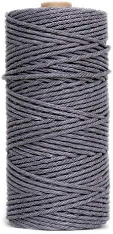 JUN 3mm x 100m(about 109 yd) Natural Cotton Rope Bohemia Macrame Yard DIY Cotton Cord Macramé Cord, Color Gray