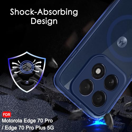 Image of TheGiftKart Hybrid Shockproof Back Cover Case for Motorola Moto Edge 70 Pro /Edge 70 Pro Plus 5G | Hard Back Cover Case (PC & TPU, MagSafe Compatible, Transparent Clear Back, Blue Sides)