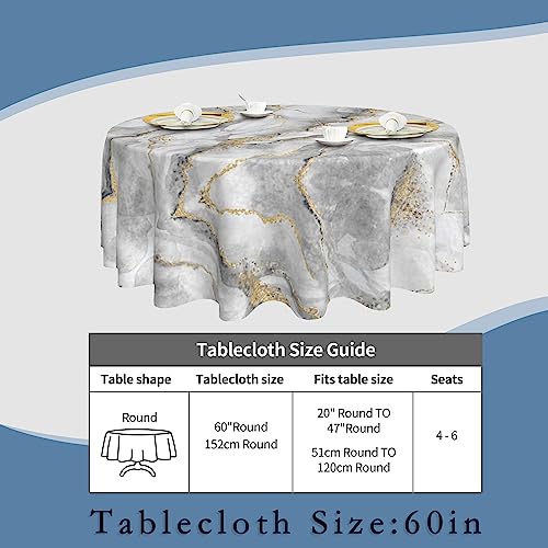 SKYDAWNY Marble Round Tablecloth 60" Diameter for Indoor and Outdoor,White Golden Marble Waterproof Table Cloth Cover Decorative for Party and ​Camping Holiday Dinning Tabletop Home Décor by SKYDAWNY - Used condition - Image 3