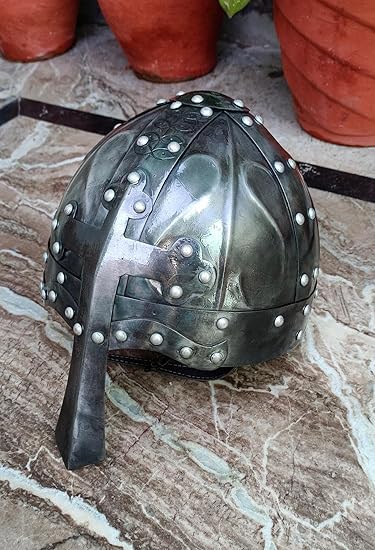 Casco vichingo medievale norreno, articolo regalo cosplay, calibro 18, in acciaio dolce con finitura nera anticata