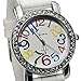 2 Pack White and Black Geneva Women's Large Round Face Silicone Rainbow Numbers Watch