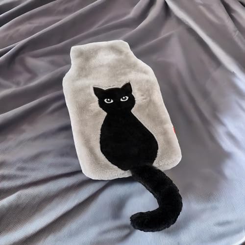soxo Lustige Wärmflasche Mit Bezug Geschenk Für Frauen Männer Geschenke Lustig Wärmeflasche Katze mit Schwanz
