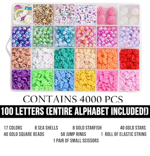 Image of LERUBGA 2000+ Bracelet Making Kit for Girls, DIY Jewellery Making Craft Set with Beads & Unicorn Charms, Art & Craft Gift (5-12 Years)