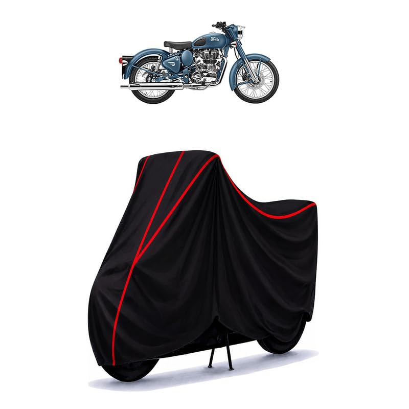 Image of Classic Squadron Water Resistant Bike Cover for All Motorcycles & Rain | Heavy Duty Taffeta Fabric | UV Protection, Dustproof, Scratchproof | All Weather Two Wheeler Body Cover with Elastic Bottom