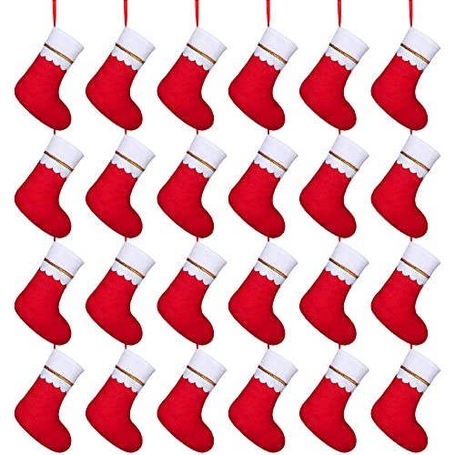 ANVAVO 24 Pack Christmas Stockings 9 Inch Red Felt Xmas
