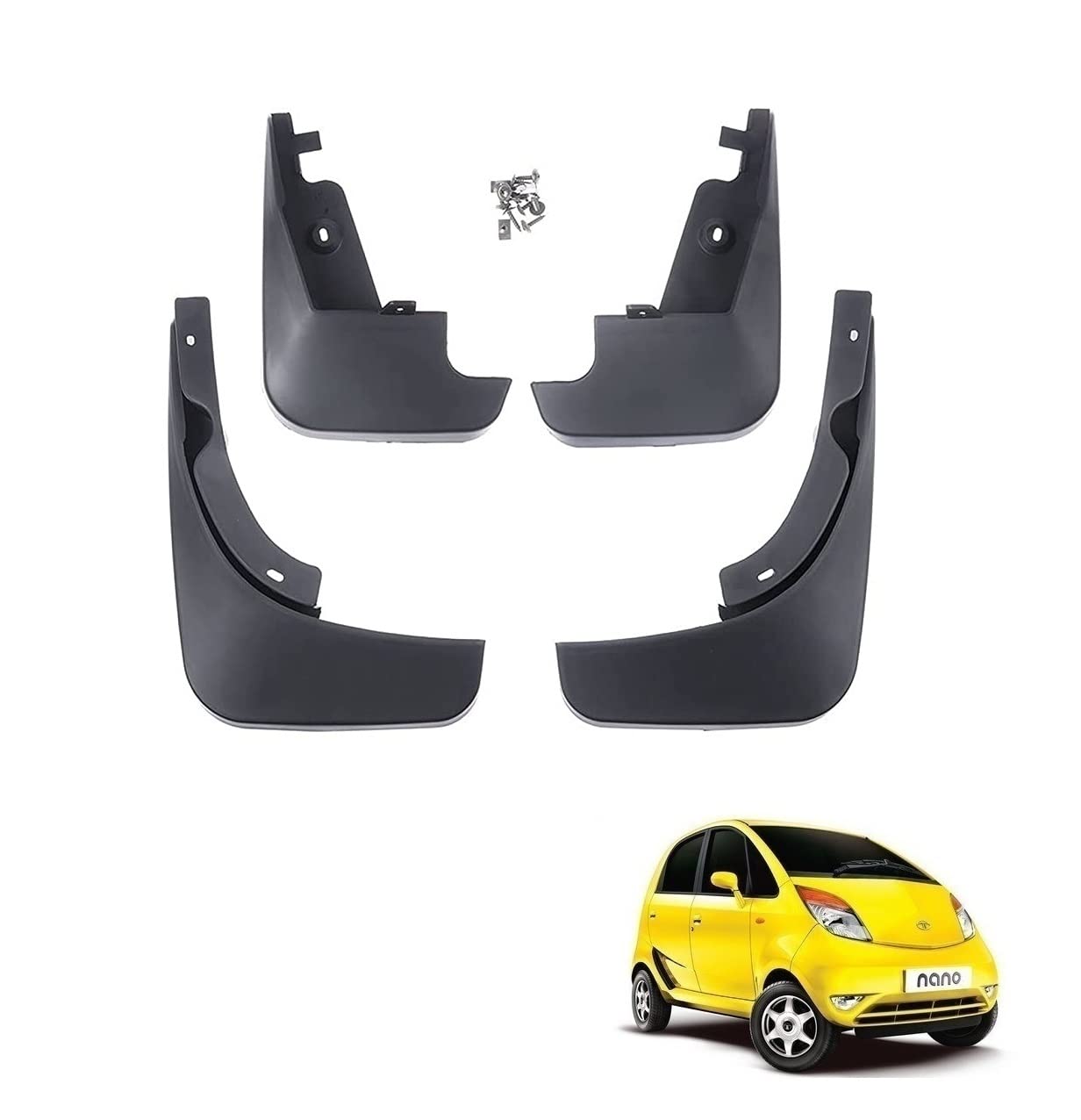 Kozdiko Car O.E Type Custom Fit Front and Rear Mud Flap Guard Compatible for Tata Nano