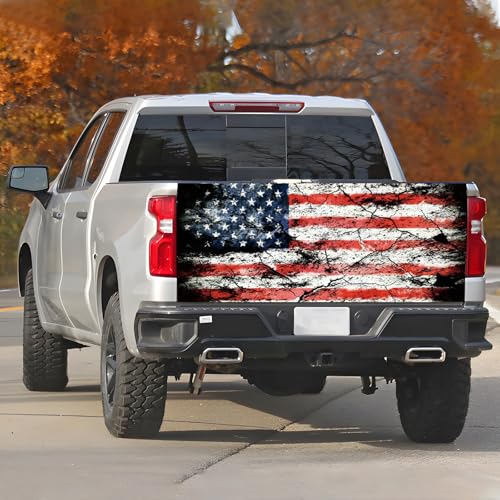 Image of Turck Tailgate Wraps Decals - 66x23.6 in Tailgate Decals for Trucks, America Flag Tailgate Graphics for Trucks Pickup Personalized Decoration
