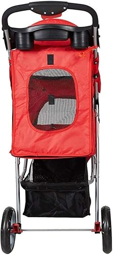 Miniatura 9 de Cochecito plegable para mascotas Elite Jogger Kitten Puppy Easy Walk Dog Cat Small Animals Travel Carrier con rueda delantera giratoria 360 rojo