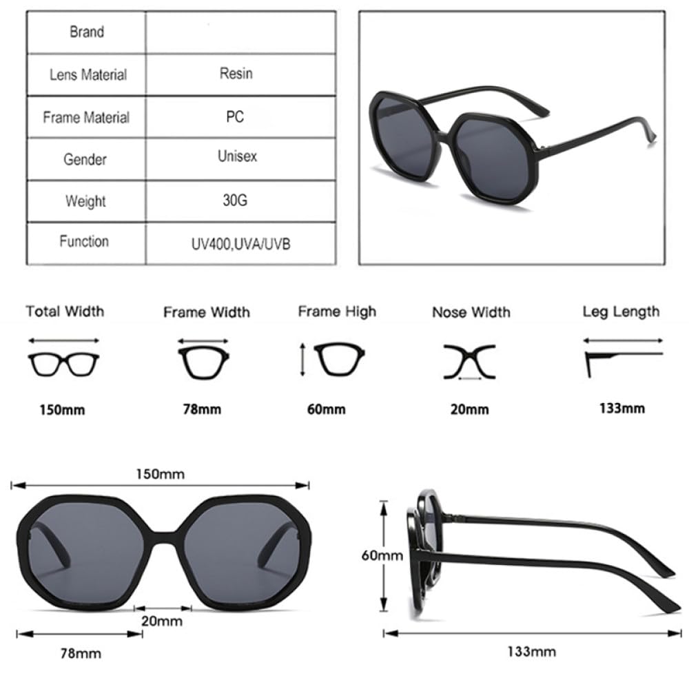 Polygon Sonnenbrille Damen Vintage Bonbonfarben Brille Herren Schattierungen UV400 Farbverlauf Sonnenbrille