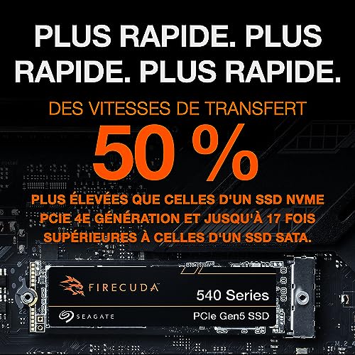 Seagate FireCuda 540 ZP1000GM3A004 SSD chiffré interne .2 2280 recto verso PCI Express 5.0 x4 NVMe Self Encrypting Drive SED TCG Opal Encryption 2.01 avec de... - vue 4