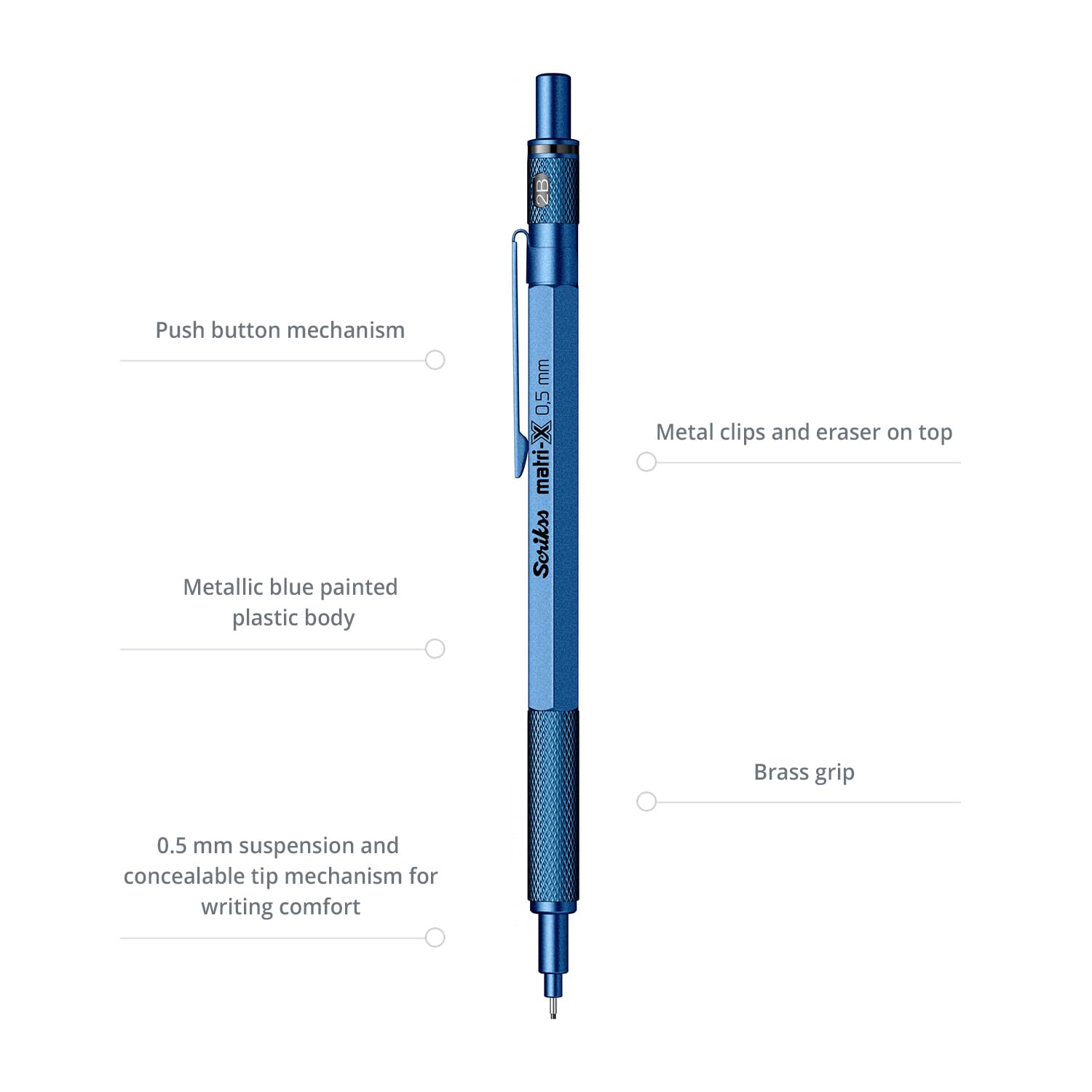 Scrikss Office Matri-X Versatil 0.5 Mm Metalik Mavi Şeffaf Amb.