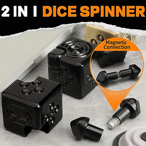 Image of 2-in-1 Metal Infinity Cube Spinner Fidget Toy for Adults Teens, Cool Magnetic Dice Puzzle Cube Desk Gadget, Gift for Men Boy Father (Black)
