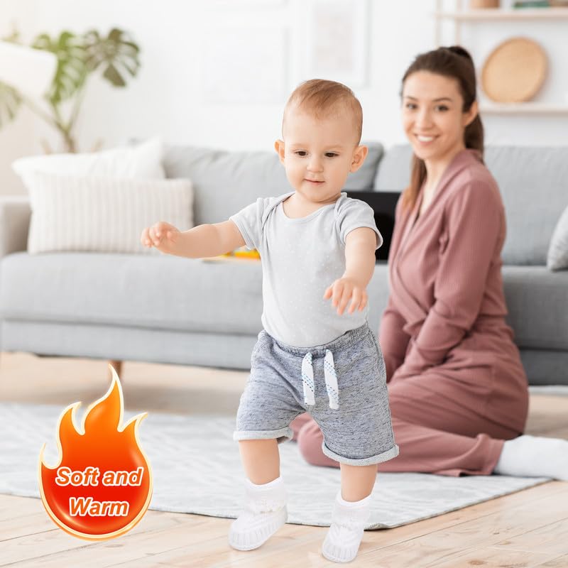 KARUNEL Baby Booties Newborn Hand Crochet Knit Cotton Bootie Cozy Warm Soft Sock Shoes for Infant Boys Girls Camel 0-6 Months