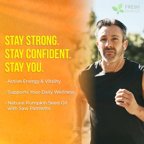 Image of FreshDrinkUS, 330 Premium Pumpkin Seed Oil Softgels, Pure Virgin, with Saw Palmetto, 3000mg Per Serving, Cold Pressed, Great Hair Support, Non-GMO, Gluten-Free