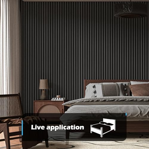 Image of Art3d 108 x 12 Inch 3D Fluted Soundproof Wood Slat Wall Panel, 2-Pack, Blackwood