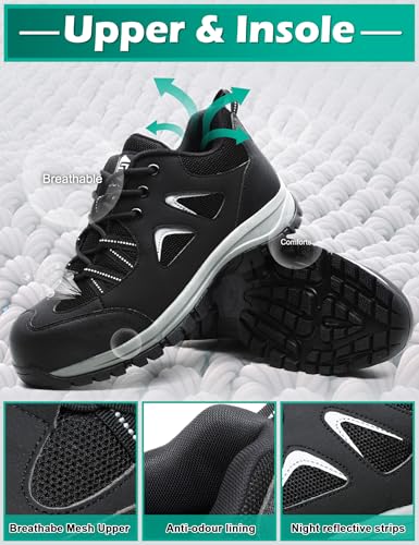 ISOOUS Steel Toe Shoes for Men Women Safety Composite Toe Sneakers Lightweight Comfortable Non Slip Resistant Work Shoes for Men Utility Indestructible Industrial Construction4