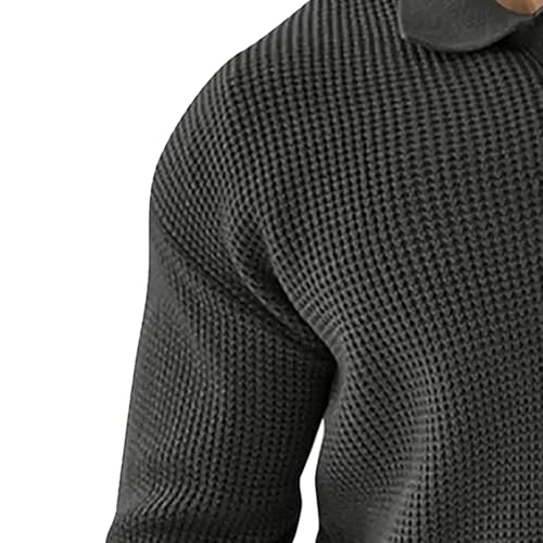 Mens Long Sleeve Knit Sweater Casual Quarter Button Up Lapel Collar Pullover Fall Winter Tops for Men3