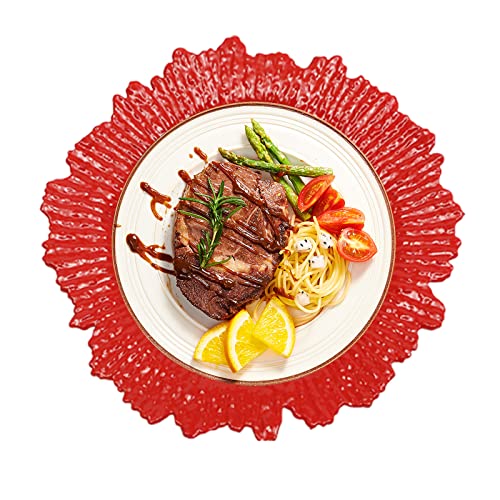 Set de 24 platos apilables de plástico rojo 32 cm miniatura 1