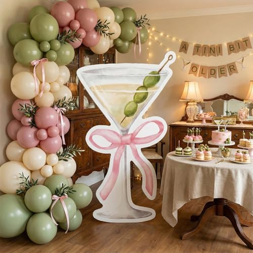 Image of Colingmill 4ft a Tini Bit Older Birthday Decorations Pink Martini Party Backdrop Birthday Party Cardboard Cutouts Decor for Women Bar Wedding Bridal Shower Supplies