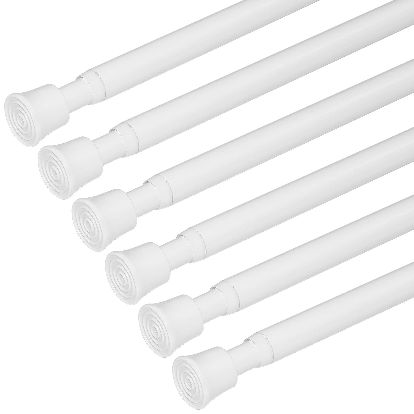 KXLife 6 Stück Federspannstangen für Fenster 71,1 bis 124,4 cm, Fensterstange, kleine Spannstange, erweiterbar, verstellbare Gardinenstange für Küchenfenster, Tür, Badezimmer (weiß)