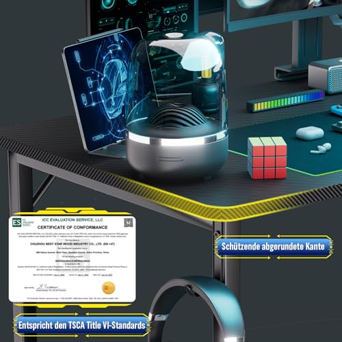 Schreibtisch Gaming Tisch mit Regal, Eckschreibtisch mit USB-Ladeanschluss und Steckdose, 120cm Computertisch L Form, PC Tisch für Büro, Heimbüro – Bild 6