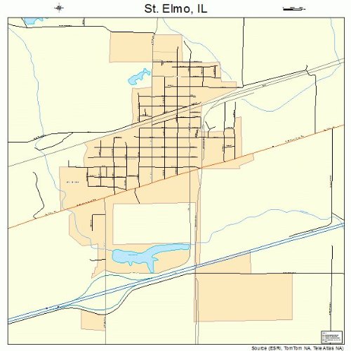 Large Street & Road Map of St. Elmo, Illinois IL Printed poster size