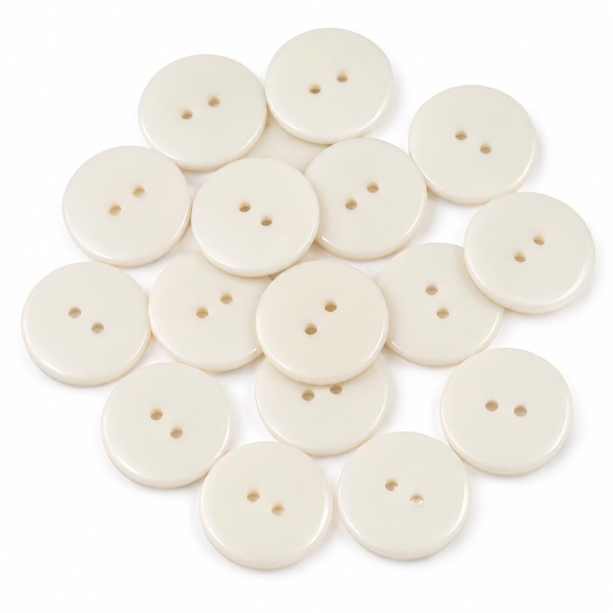 MajorCrafts® 48pcs 20mm 2 Holes Round Resin Sewing Buttons Needlework Arts and Crafts (Cream) — image 1