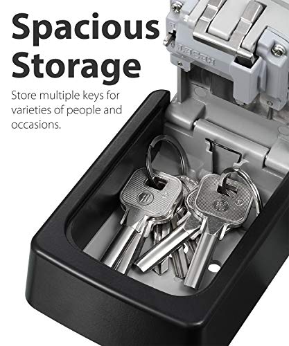 Image of Fosmon Key Lock Box 4 Digits Combination Weatherproof Wall Mount Key Safe, Hide a Key Outside with Resettable Code, Multiple Key Capacity and Mounting Kit