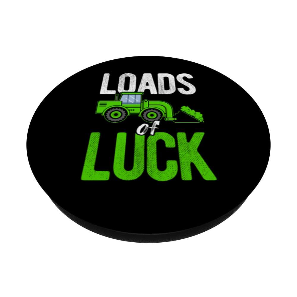 St Patricks Day Construction Car Loads of Luck Irish Boys PopSockets Swappable PopGrip, Black - Image 2